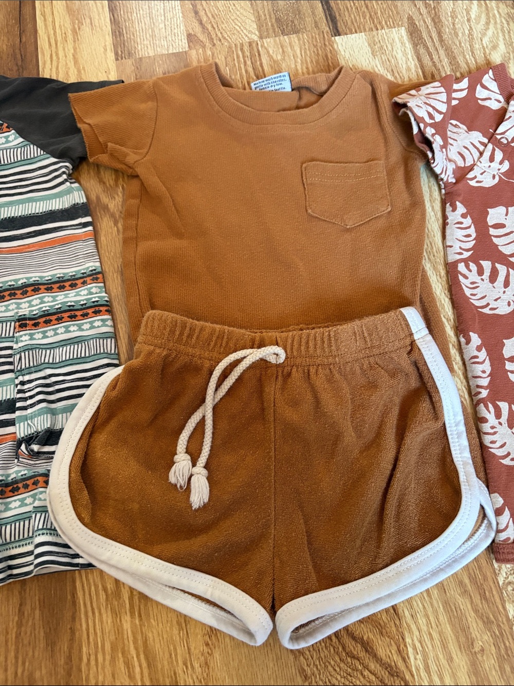 6-9M Boys 3-Piece Summer Romper & Shorts Set  tea, mebie baby COCCOLI - Picture 3 of 4